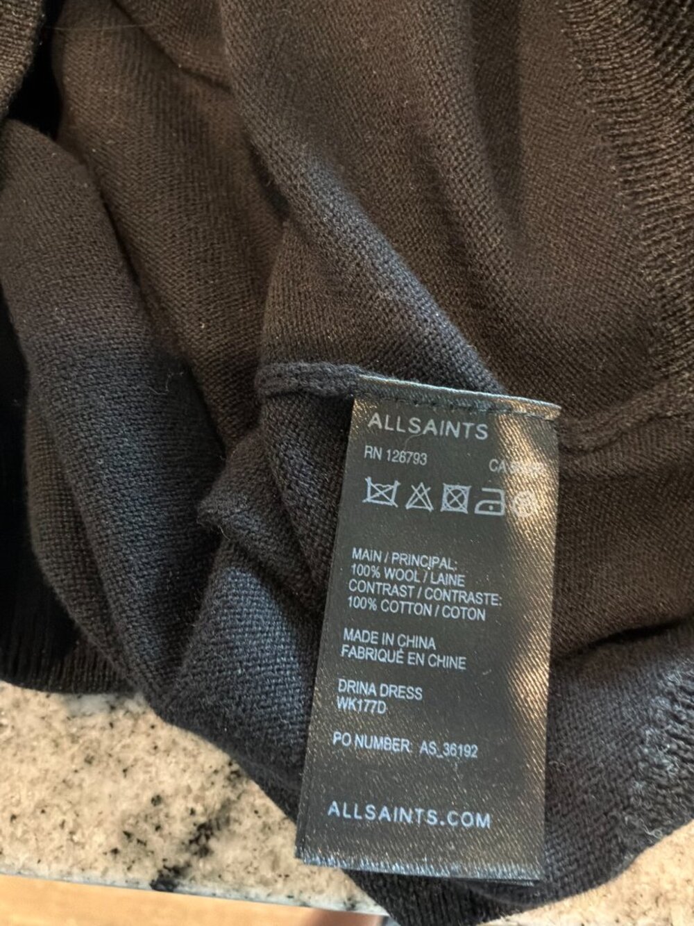 AllSaints Drina black convertible drape sweater dress size 0 - Picture 11 of 12